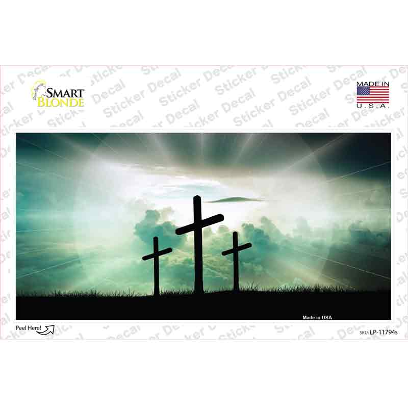 LP-11794s-M Crosses in the Sun Blue Novelty Sticker Decal, Medium