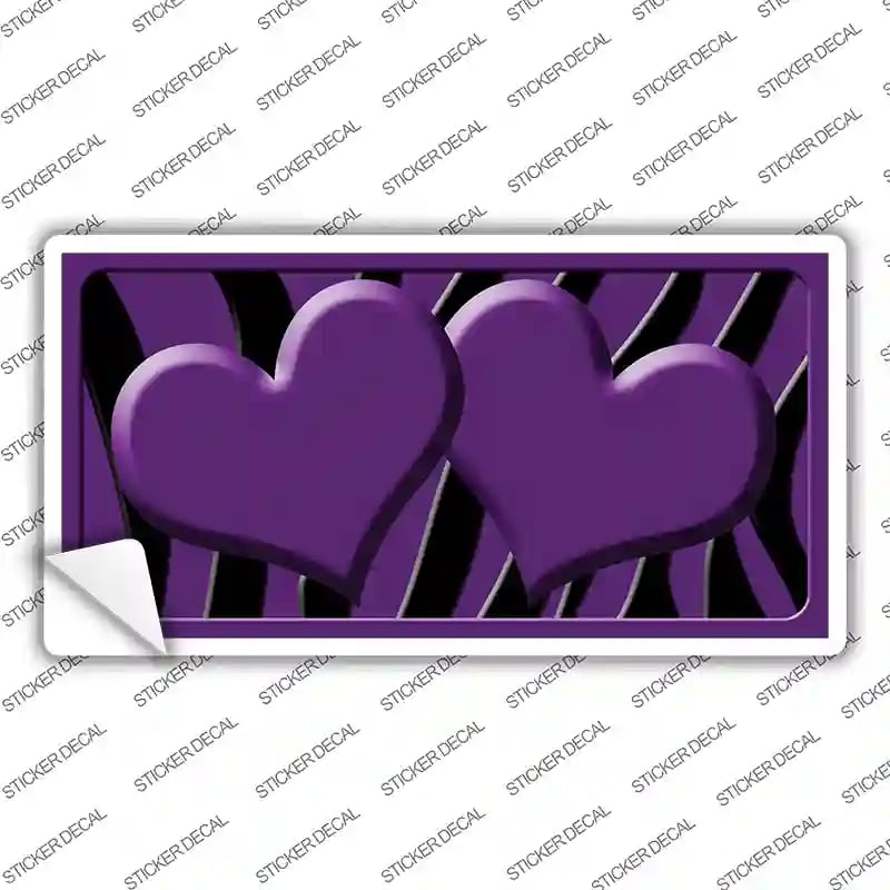 LP-2441s-S Purple Black Zebra Centered Hearts Novelty Sticker Decal, Small