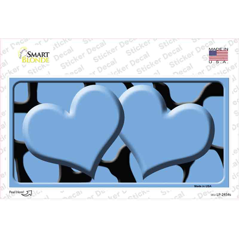 LP-2454s-M Light Blue Black Giraffe Centered Hearts Novelty Sticker Decal, Medium