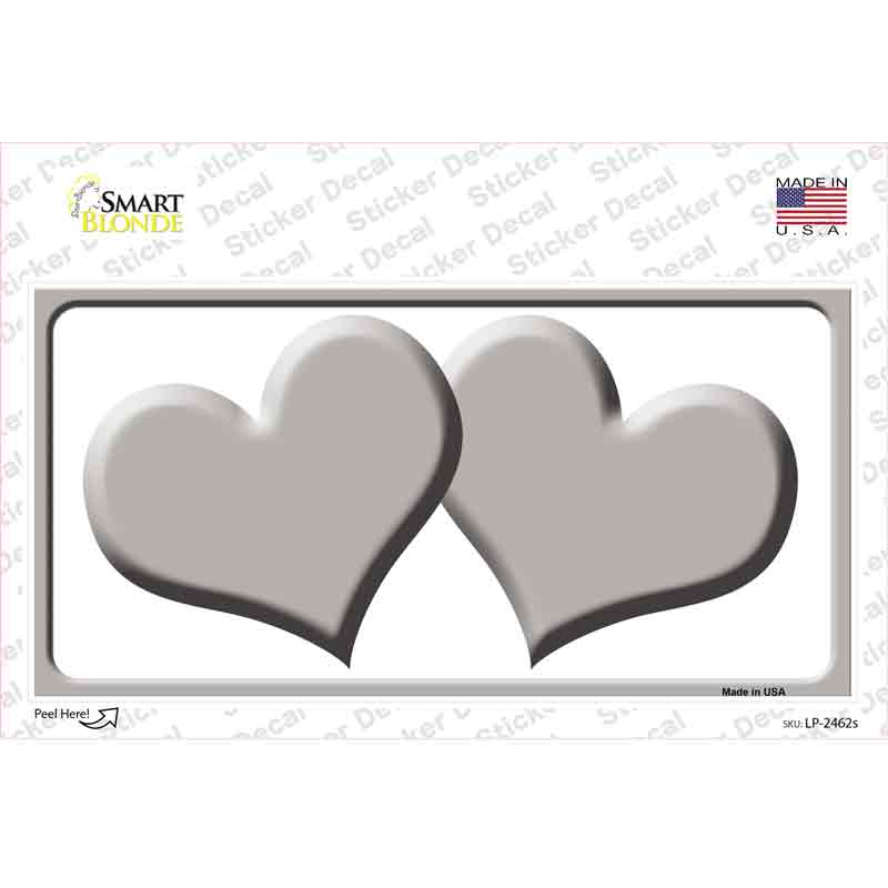 LP-2462s-M Solid Gray Centered Hearts White Novelty Sticker Decal, Medium