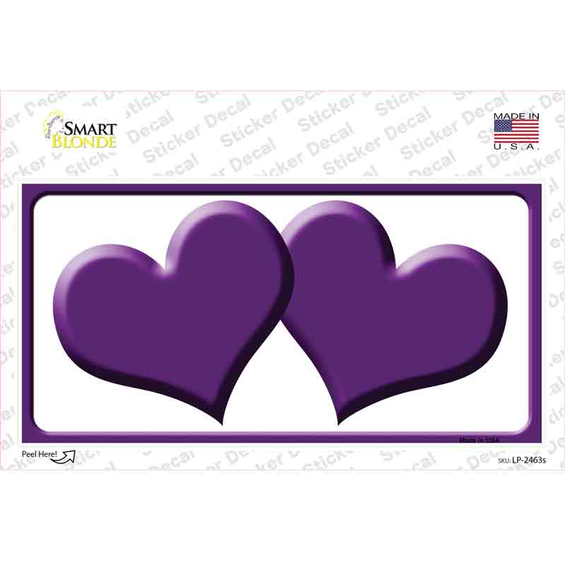 LP-2463s-M Solid Purple Centered Hearts White Novelty Sticker Decal, Medium