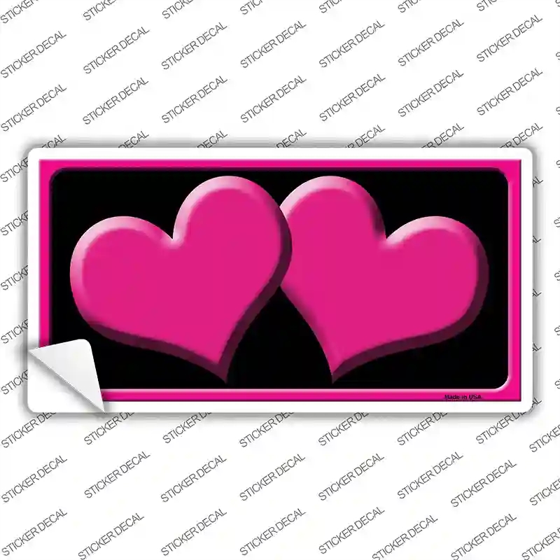 LP-2466s-S Solid Pink Centered Hearts Black Novelty Sticker Decal, Small