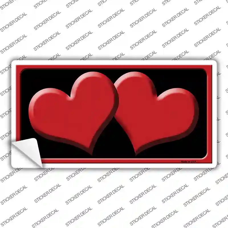 LP-2471s-L Solid Red Centered Hearts Black Novelty Sticker Decal, Large