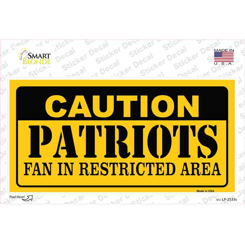 LP-2533s-M Caution Patriots Novelty Sticker Decal, Medium