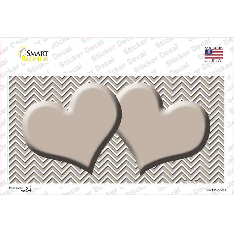 LP-2721s-M Tan White Chevron Center Hearts Novelty Sticker Decal, Medium