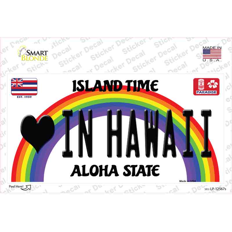 LP-12567s-M Love in Hawaii Novelty Sticker Decal, Medium