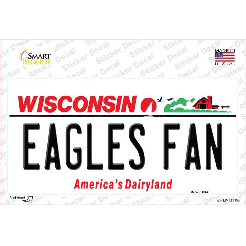 LP-13119s-M Eagles Fan Wisconsin Novelty Sticker Decal, Medium