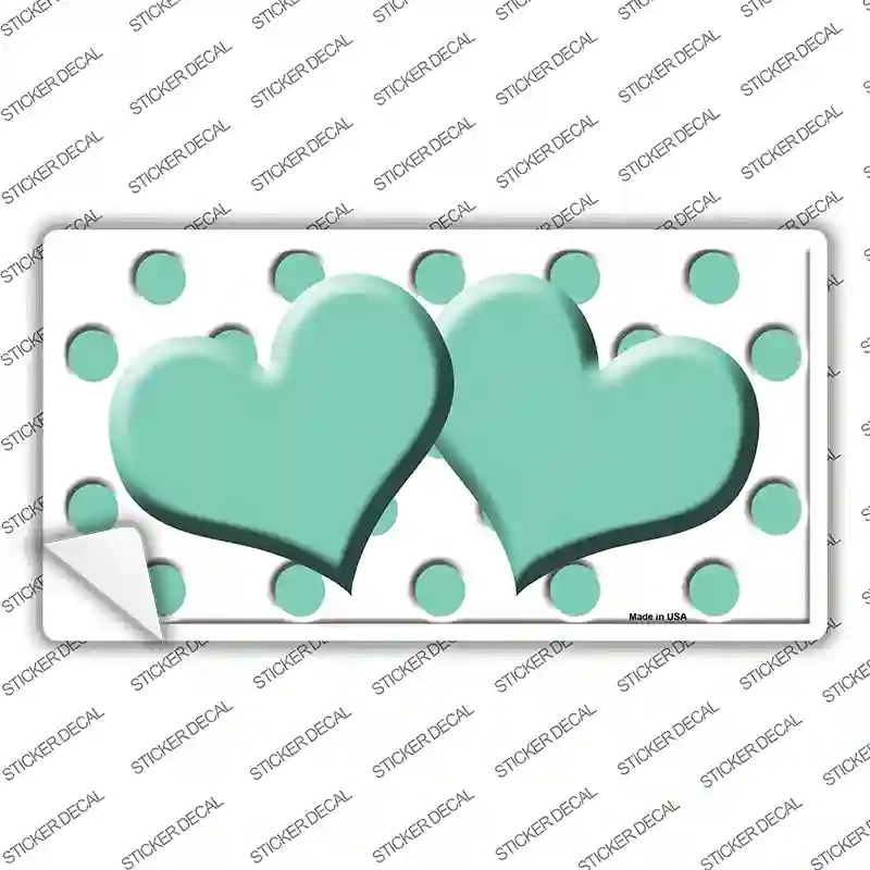 LP-4253s-XL Mint White Polka Dot Centered Hearts Novelty Sticker Decal, Extra Large