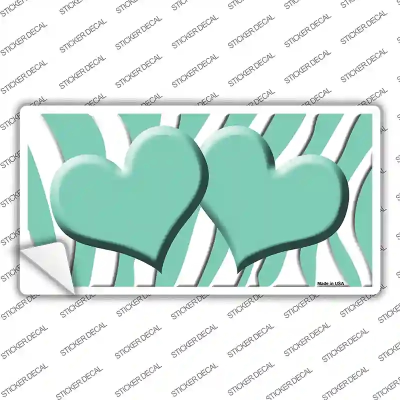 LP-2939s-XL Mint White Zebra Centered Hearts Novelty Sticker Decal, Extra Large