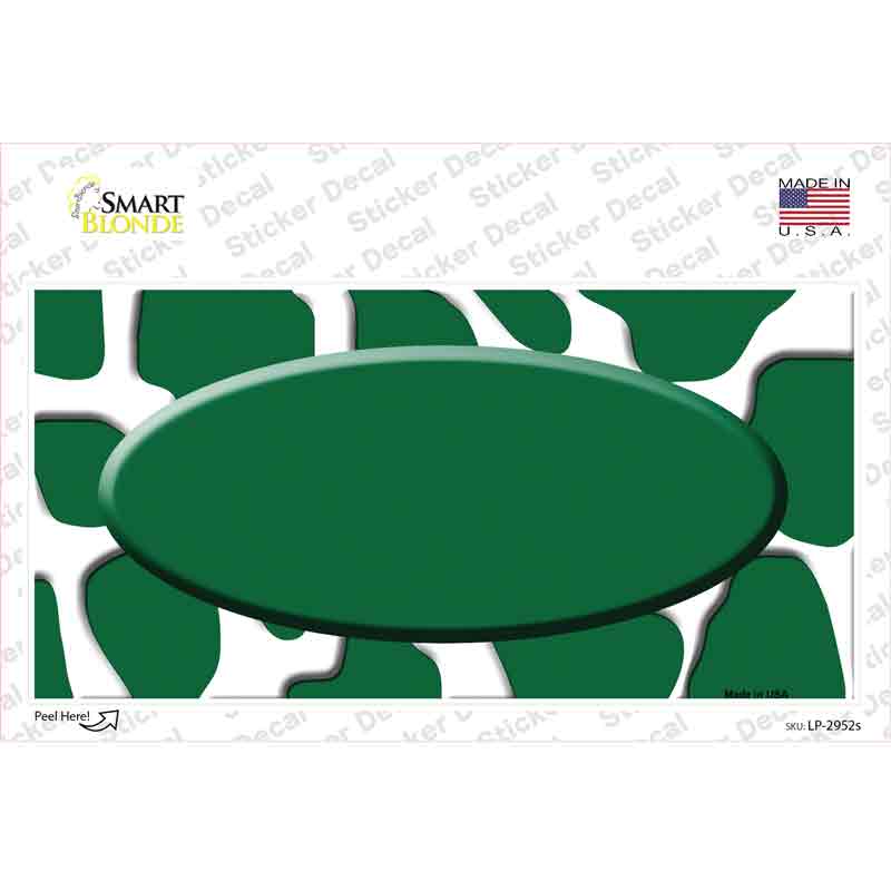 LP-2952s-M Green White Giraffe Center Oval Novelty Sticker Decal, Medium