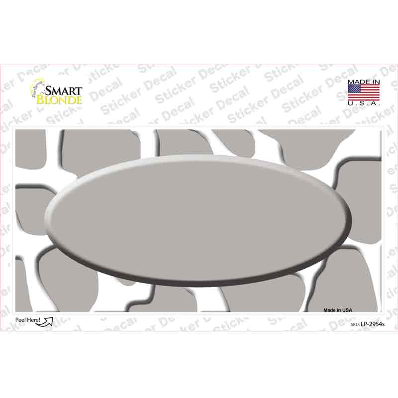 LP-2954s-M Gray White Giraffe Center Oval Novelty Sticker Decal, Medium