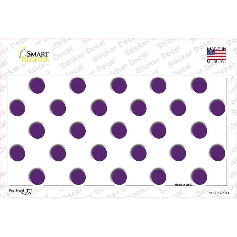 LP-2981s-M Purple White Polka Dot Novelty Sticker Decal, Medium