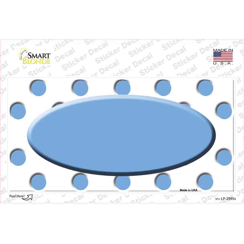 LP-2995s-M Light Blue White Polka Dot Center Oval Novelty Sticker Decal, Medium