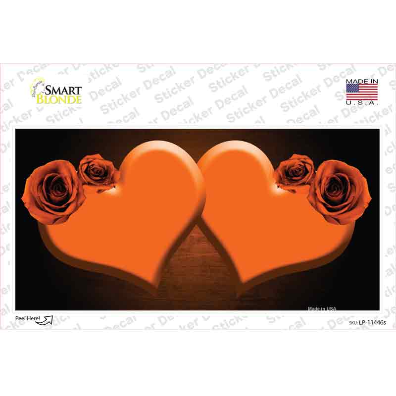 LP-11446s-M Hearts Over Roses in Orange Novelty Sticker Decal, Medium