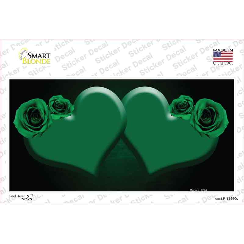 LP-11449s-M Hearts Over Roses in Green Novelty Sticker Decal, Medium