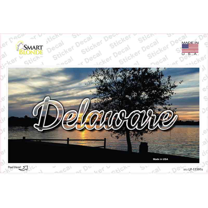 LP-11591s-M Delaware River Sunset State Novelty Sticker Decal, Medium