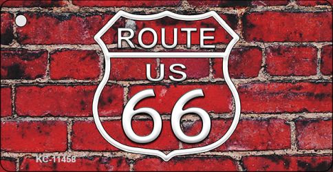 SMART BLONDE Route 66 Red Brick Wall Novelty Metal Key Chain KC-11458
