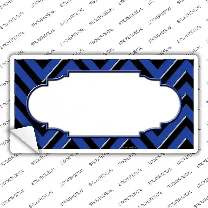 LP-5065s-L Blue Black Chevron Scallop Novelty Sticker Decal, Large