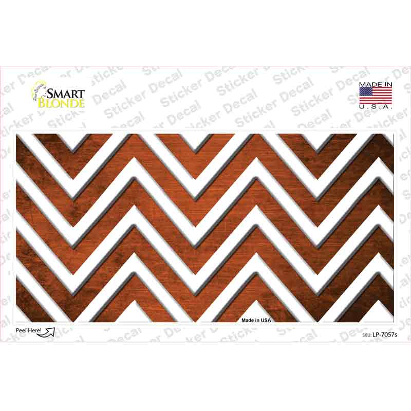 LP-7057s-M Orange White Chevron Oil Rubbed Novelty Sticker Decal, Medium