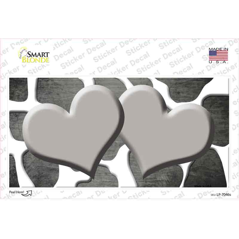 LP-7046s-M Gray White Hearts Giraffe Oil Rubbed Novelty Sticker Decal, Medium