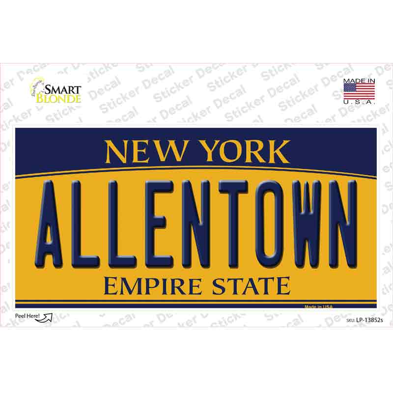 LP-13852s-M Allentown NY Yellow Novelty Sticker Decal, Medium
