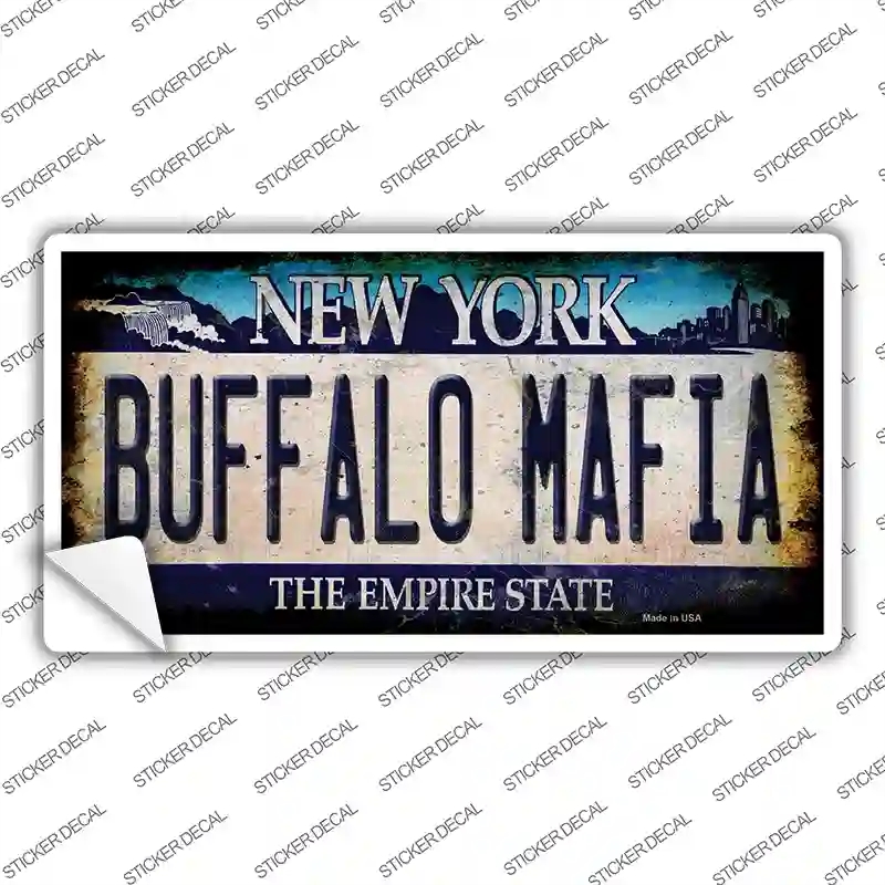 LP-13859s-XL Buffalo Mafia NY Blue Rusty Novelty Sticker Decal, Extra Large