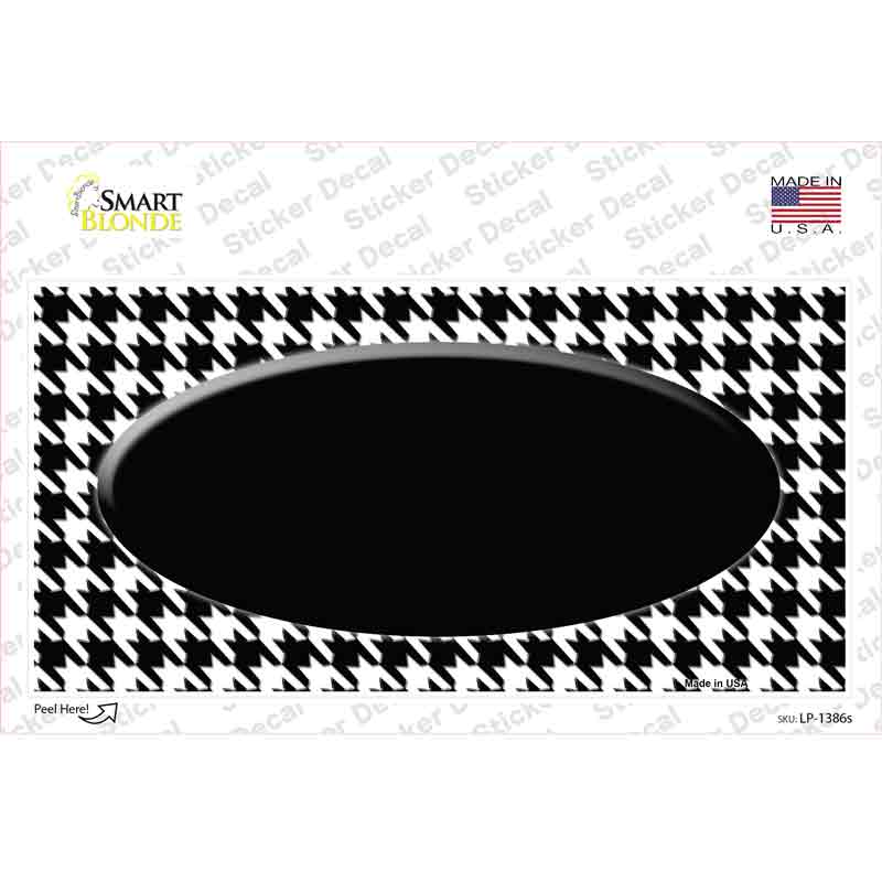 LP-1386s-M White Black Houndstooth Center Oval Novelty Sticker Decal, Medium