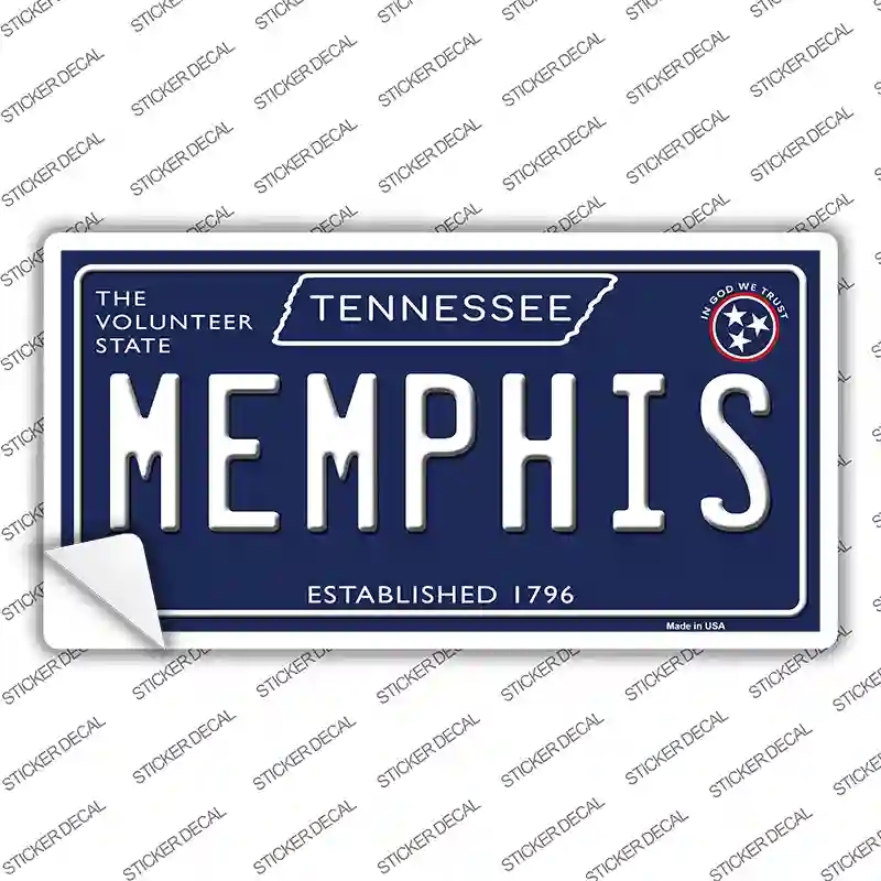 LP-13882s-S Memphis Tennessee Blue Novelty Sticker Decal, Small
