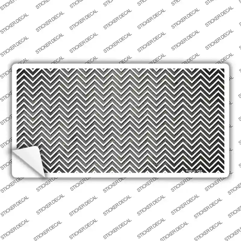 LP-7143s-XL Gray White Small Chevron Oil Rubbed Novelty Sticker Decal, Extra Large
