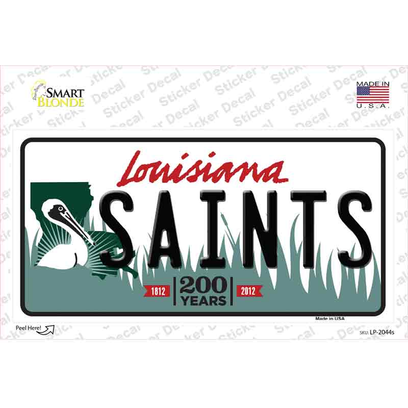 LP-2044s-M Saints Louisiana State Novelty Sticker Decal, Medium