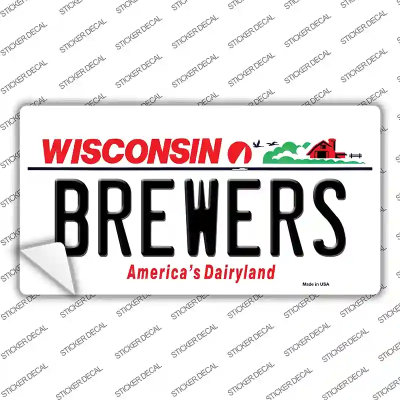 LP-2080s-L Brewers Wisconsin State Novelty Sticker Decal, Large