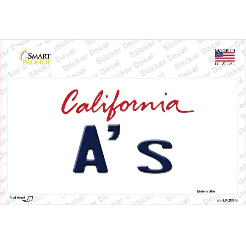 LP-2097s-M As California State Novelty Sticker Decal, Medium