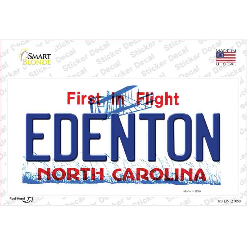 LP-12109s-M Edenton North Carolina State Novelty Sticker Decal, Medium