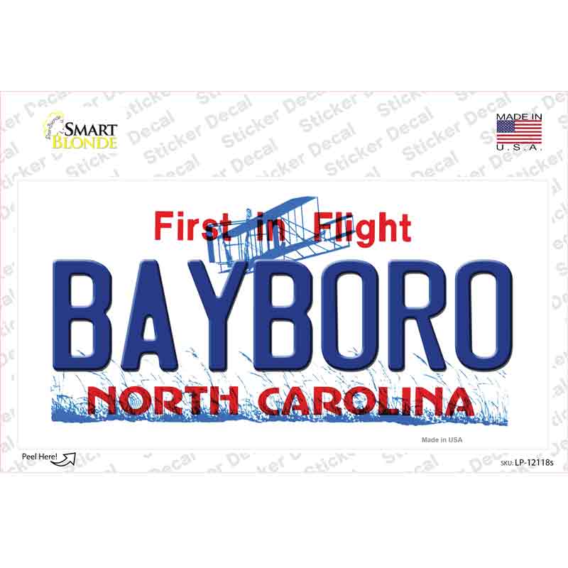 LP-12118s-M Bayboro North Carolina State Novelty Sticker Decal, Medium