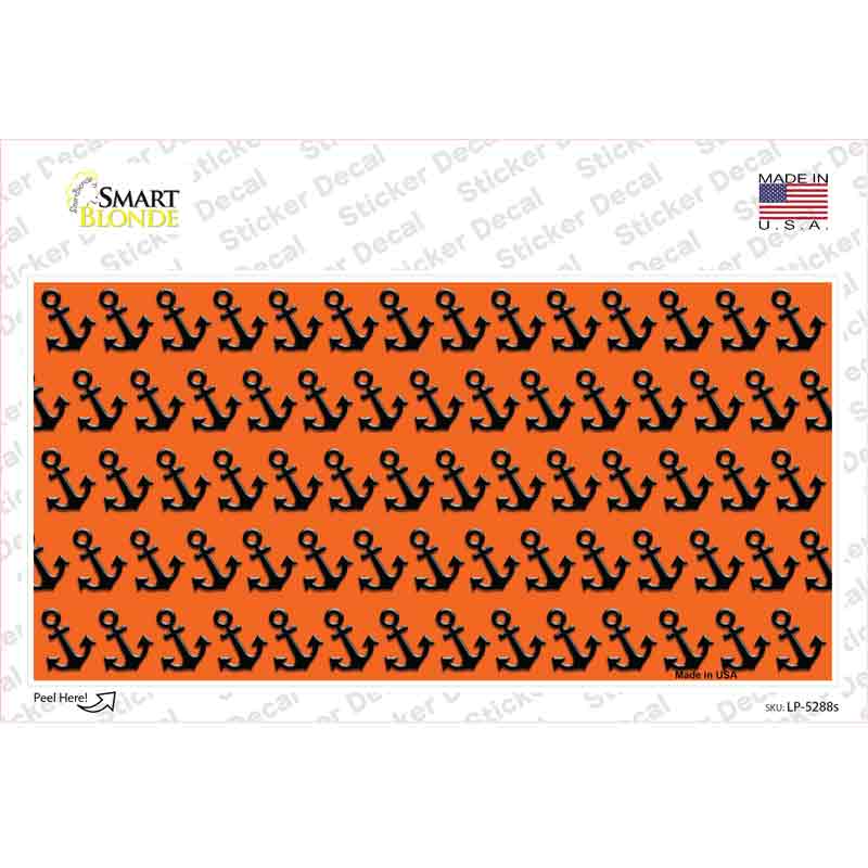 LP-5288s-M Orange Black Anchor Novelty Sticker Decal, Medium