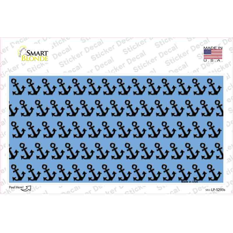 LP-5293s-M Light Blue Black Anchor Novelty Sticker Decal, Medium