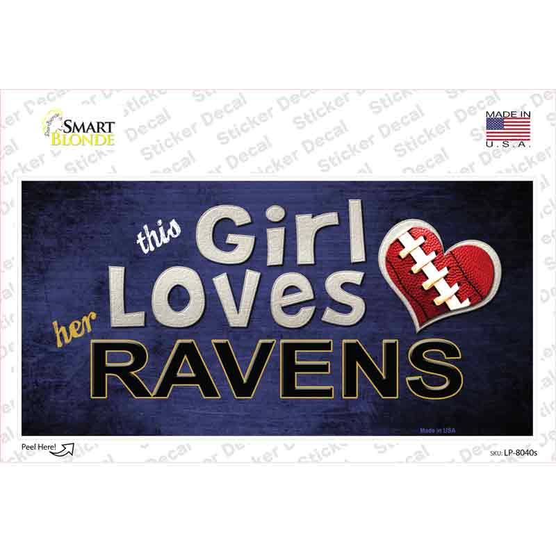 LP-8040s-M This Girl Loves Her Ravens Novelty Sticker Decal, Medium