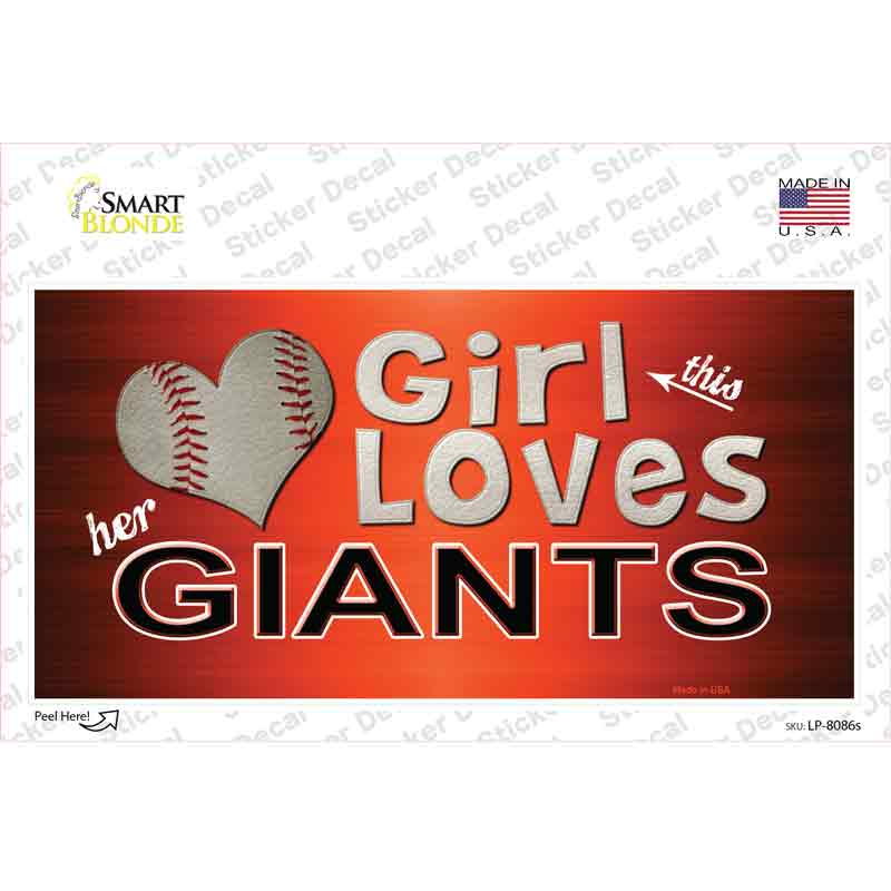 LP-8086s-M This Girl Loves Giants Novelty Sticker Decal, Medium