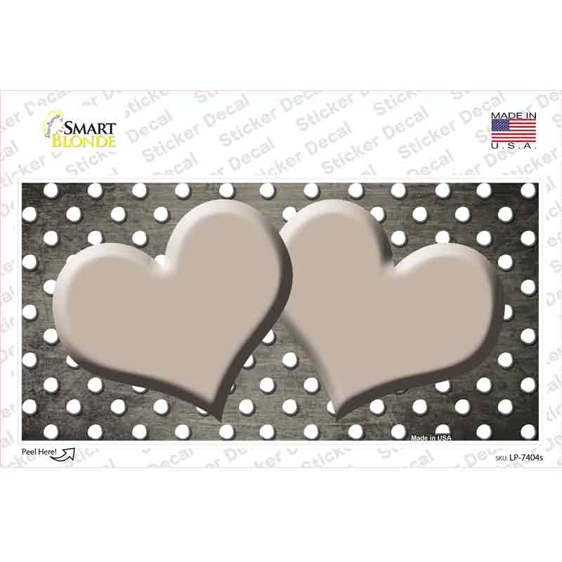 LP-7404s-M Tan White Small Dots Hearts Oil Rubbed Novelty Sticker Decal, Medium