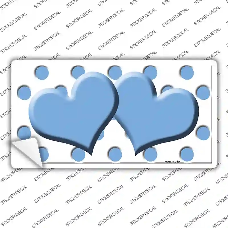 LP-4249s-L Light Blue White Polka Dot Centered Hearts Novelty Sticker Decal, Large