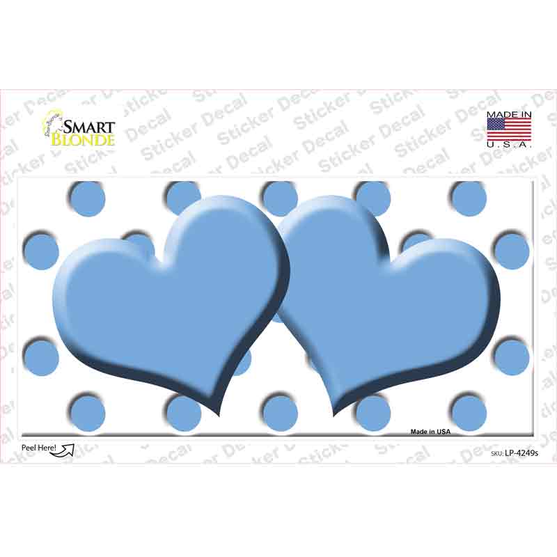 LP-4249s-M Light Blue White Polka Dot Centered Hearts Novelty Sticker Decal, Medium