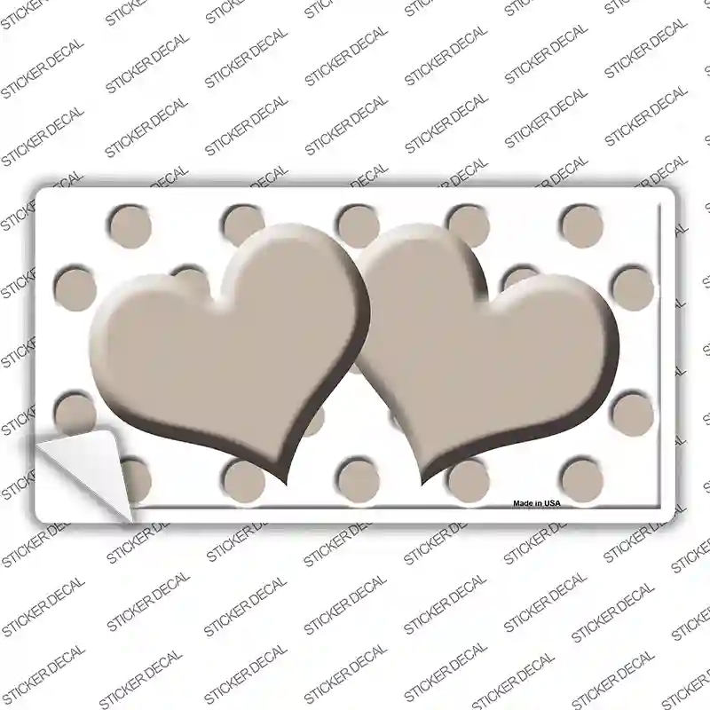 LP-4251s-L Tan White Polka Dot Centered Hearts Novelty Sticker Decal, Large