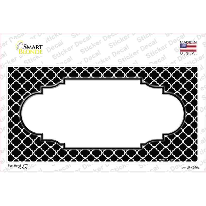 LP-4296s-M Black White Quatrefoil Center Scallop Novelty Sticker Decal, Medium