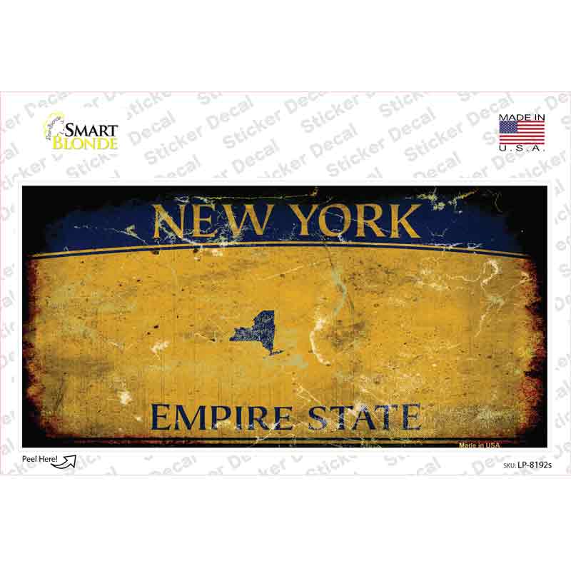 LP-8192s-M   York State Rusty Background Novelty Sticker Decal, Medium