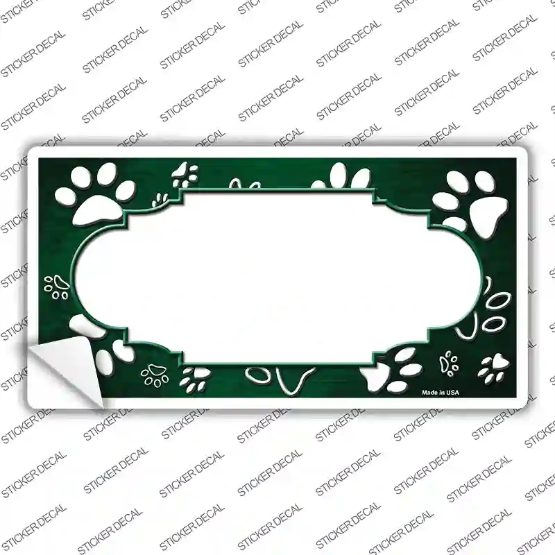 LP-7589s-S Paw Scallop Green White Novelty Sticker Decal, Small