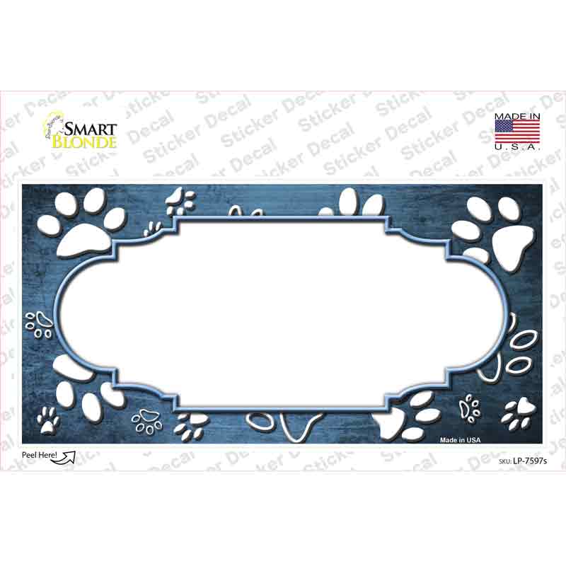 LP-7597s-M Paw Scallop Light Blue White Novelty Sticker Decal, Medium