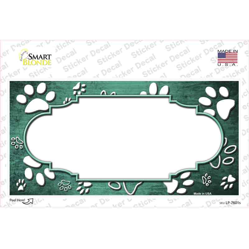 LP-7601s-M Paw Scallop Mint White Novelty Sticker Decal, Medium