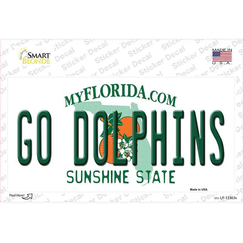 LP-13363s-M Go Dolphins Novelty Sticker Decal, Medium