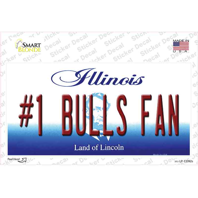 LP-13392s-M Number 1 Bulls Fan Novelty Sticker Decal, Medium