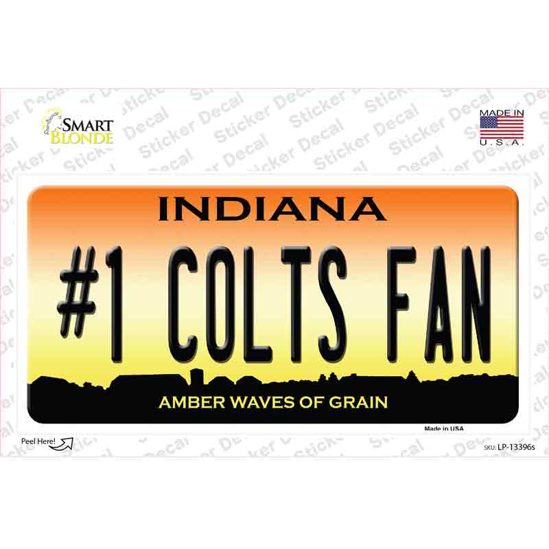 LP-13396s-M Number 1 Colts Fan Novelty Sticker Decal, Medium
